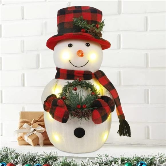 Holiday Lighted Snowman 12 Snowman With Wreath Christmas Table Decorations Poshmark